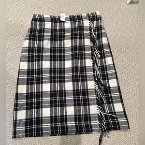 Talbots Black and White Plaid Pencil Skirt